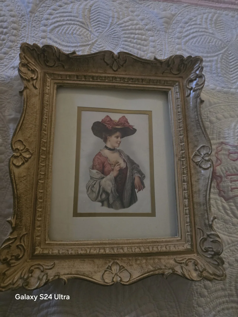 Vintage Style Gold Framed Portrait Wall Art - Set of 2 (Pink Accents)